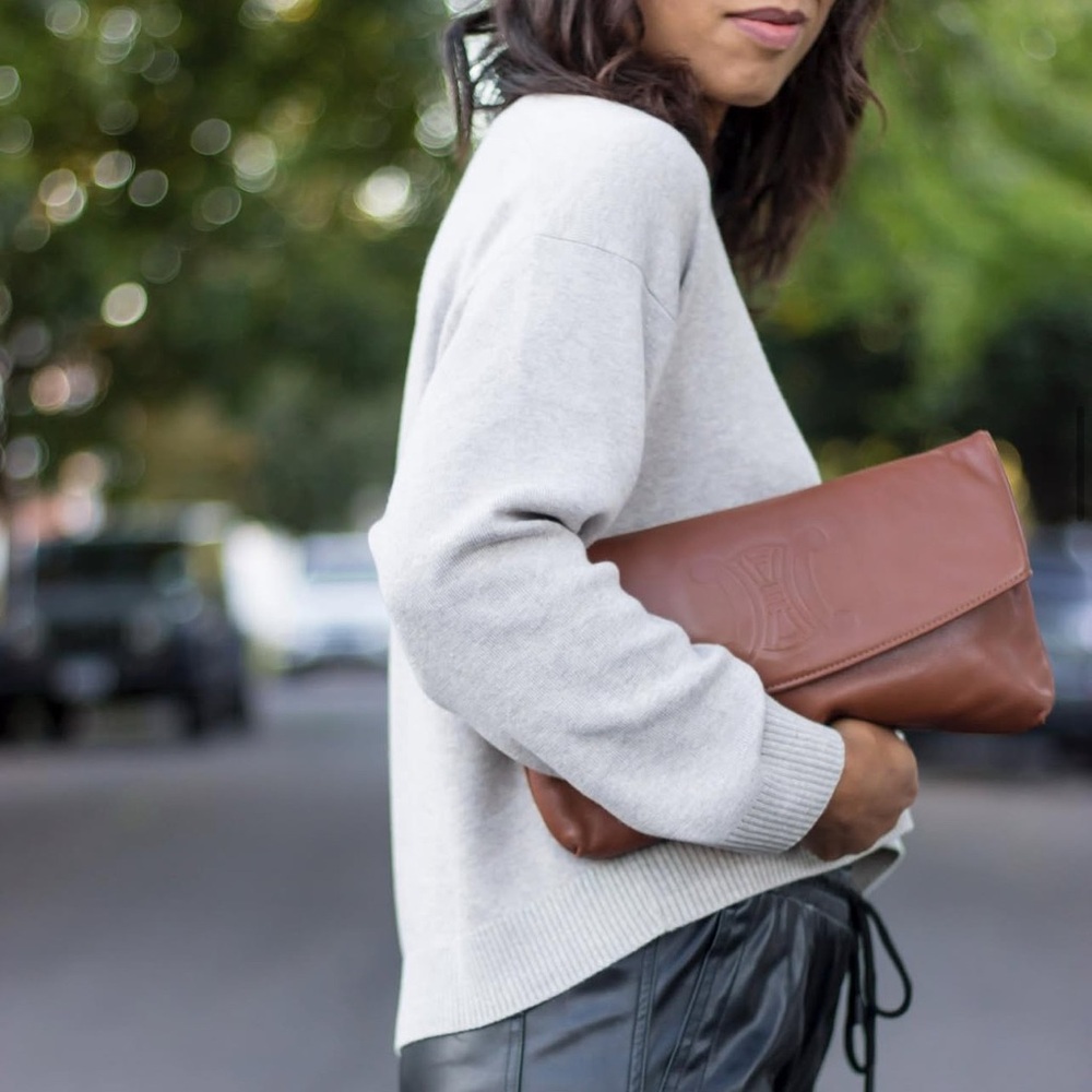 Celine Tan Leather Clutch